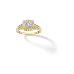 10K Solid Gold 1/2 CT. T.W. Diamond Cushion Halo Ring - Size 7