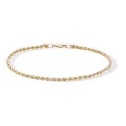 10K Solid Gold Rope Chain Bracelet Made in Italy - 8&quot;