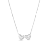 Thumbnail Image 0 of Sterling Silver CZ Double Hearts Frame Pendant Necklace - 16" + 2"