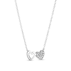 Thumbnail Image 1 of Sterling Silver CZ Double Hearts Frame Pendant Necklace - 16" + 2"