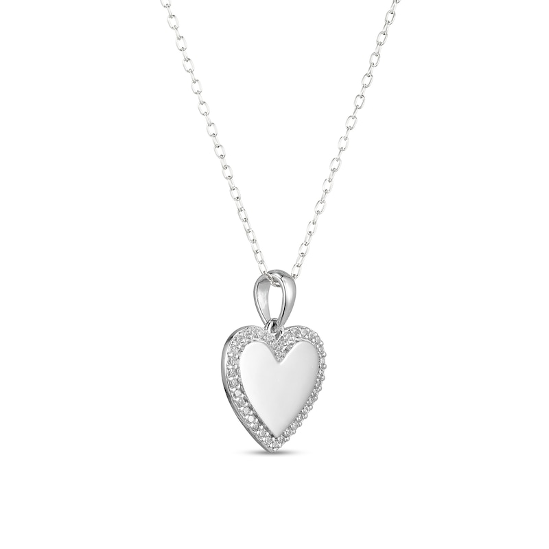 ​​​​​​​​​​​​​​Sterling Silver CZ Heart Frame Pendant Necklace - 16" + 2"