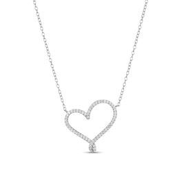 ​​​​​​​​​​​​​​Sterling Silver CZ Fancy Heart Pendant Necklace - 16&quot; + 2&quot;