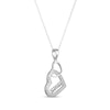 Thumbnail Image 1 of ​​​​​​​​​​​​​​Sterling Silver CZ Mom Double Heart Pendant Necklace - 16" + 2"
