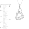 Thumbnail Image 3 of ​​​​​​​​​​​​​​Sterling Silver CZ Mom Double Heart Pendant Necklace - 16" + 2"