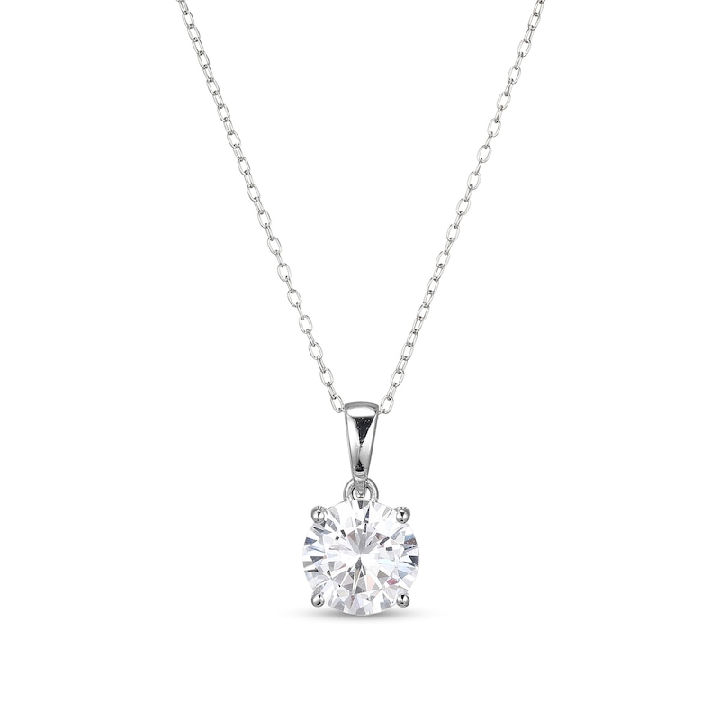 Main Image 1 of ​​​​​​​​​​​​​​Sterling Silver CZ Round Solitaire Pendant Necklace - 16&quot; + 2&quot;