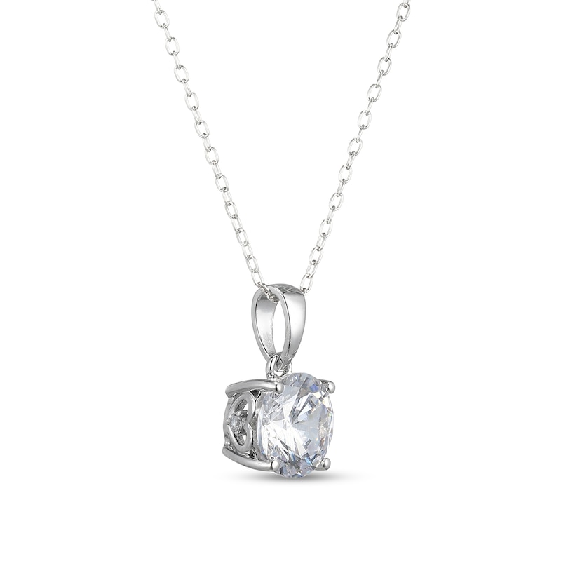 Main Image 2 of ​​​​​​​​​​​​​​Sterling Silver CZ Round Solitaire Pendant Necklace - 16&quot; + 2&quot;