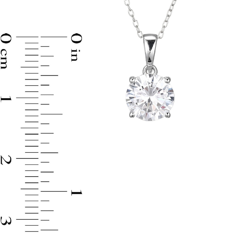 Main Image 4 of ​​​​​​​​​​​​​​Sterling Silver CZ Round Solitaire Pendant Necklace - 16&quot; + 2&quot;