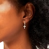 Thumbnail Image 2 of 10K Solid Gold Crucifix Huggie Hoops