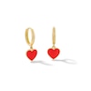 Thumbnail Image 1 of ​​​​​​​10K Solid Gold Red Enamel Heart Huggie Hoops