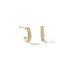 Thumbnail Image 1 of 10K Hollow Gold Glitter Enamel Hoop Studs