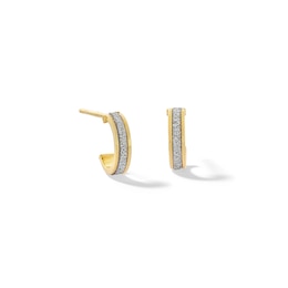 10K Hollow Gold Glitter Enamel Hoop Studs