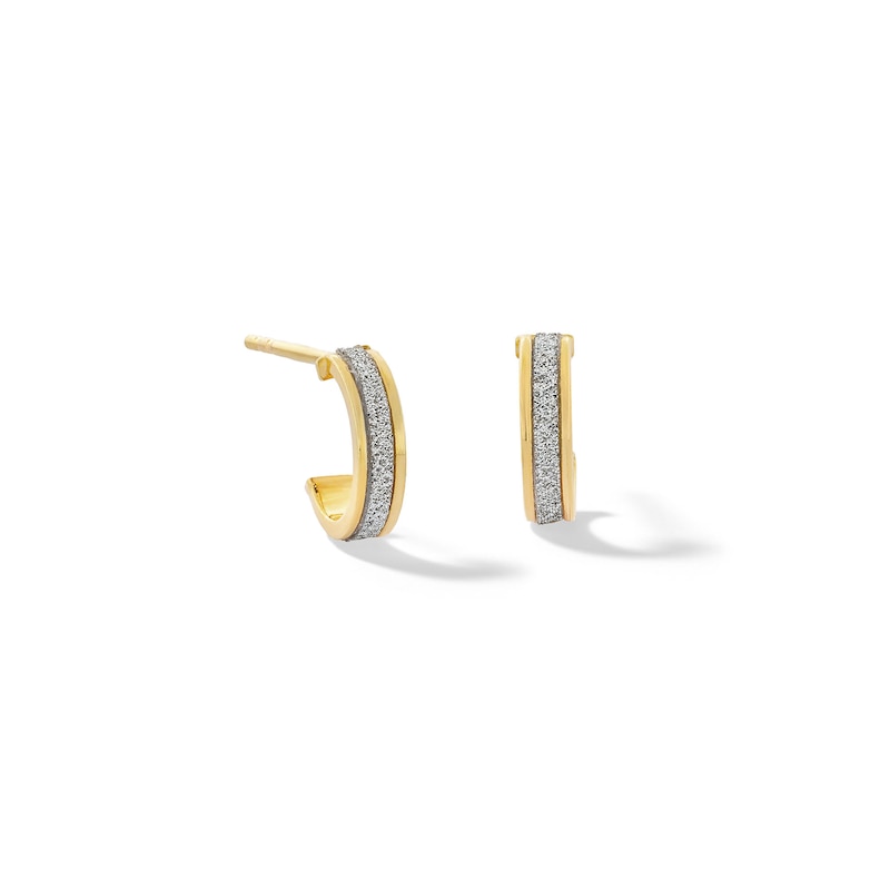 Main Image 1 of 10K Hollow Gold Glitter Enamel Hoop Studs