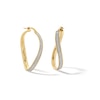 Thumbnail Image 1 of 10K Hollow Gold Glitter Enamel Wave Hoops