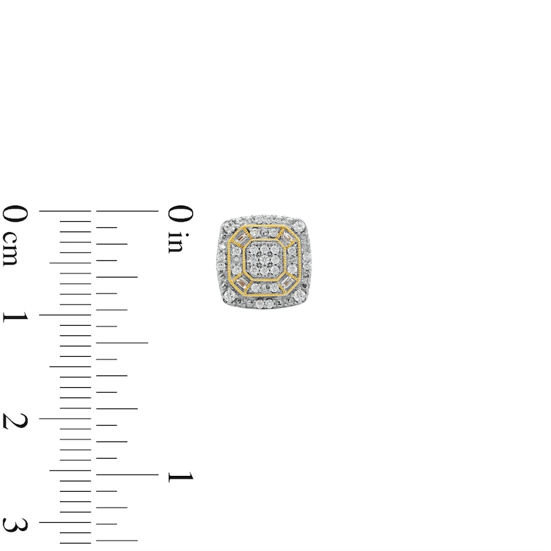 Main Image 3 of 10K Solid Gold 1/3 CT. T.W. Diamond Square Frame Studs