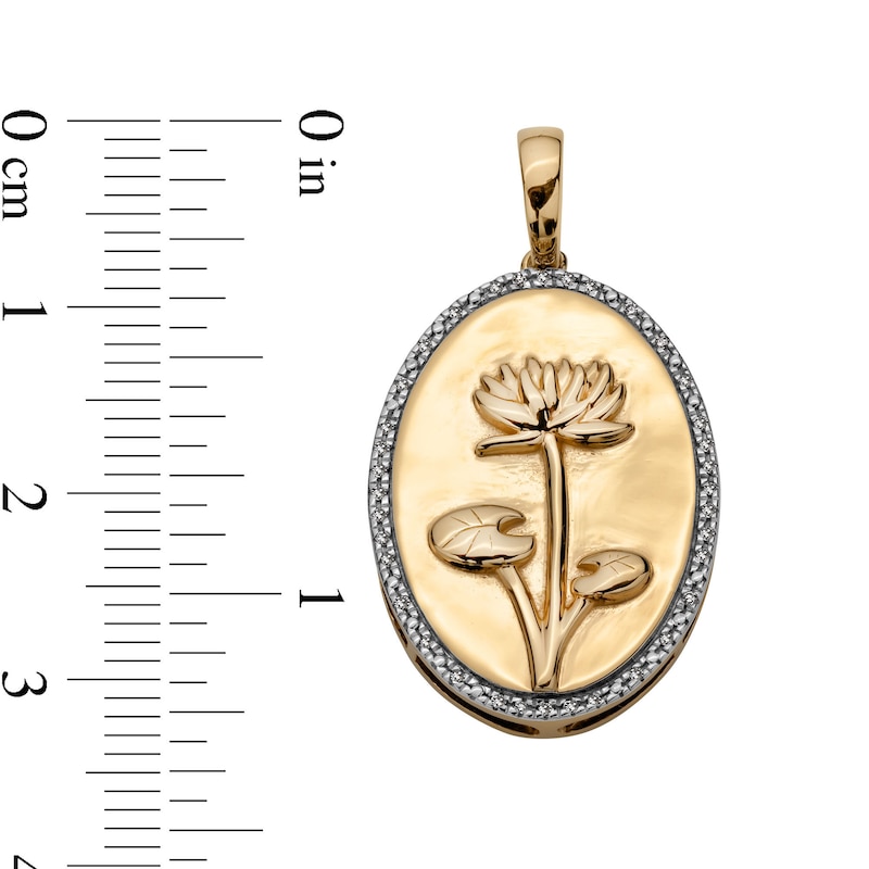 Main Image 4 of 14K Gold Plated 1/20 CT. T.W. Diamond Water Lily Necklace Charm