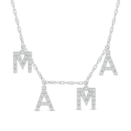 Sterling Silver 1/8 CT. T.W. Diamond Mama Charm Necklace - 18&quot;