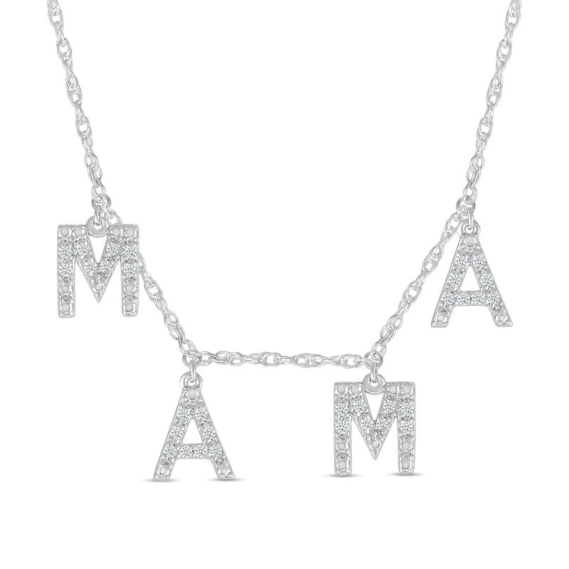 Sterling Silver 1/8 CT. T.W. Diamond Mama Charm Necklace - 18"
