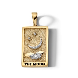 14K Gold Plated Diamond Accent The Moon Tarot Card Necklace Charm