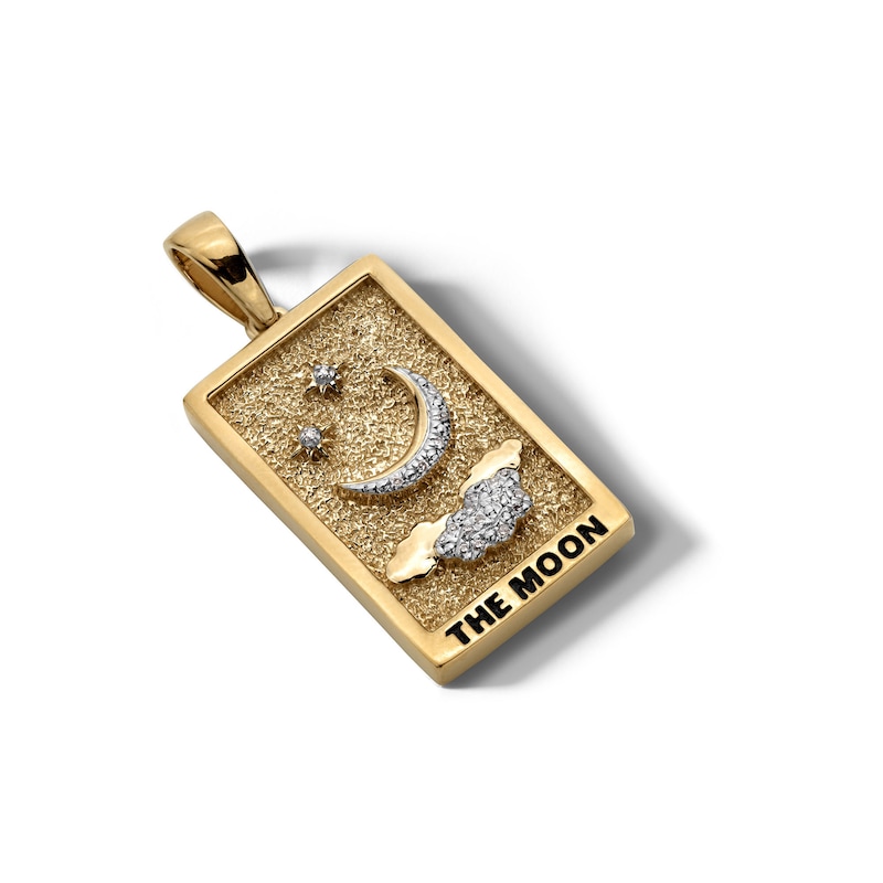 14K Gold Plated Diamond Accent The Moon Tarot Card Necklace Charm