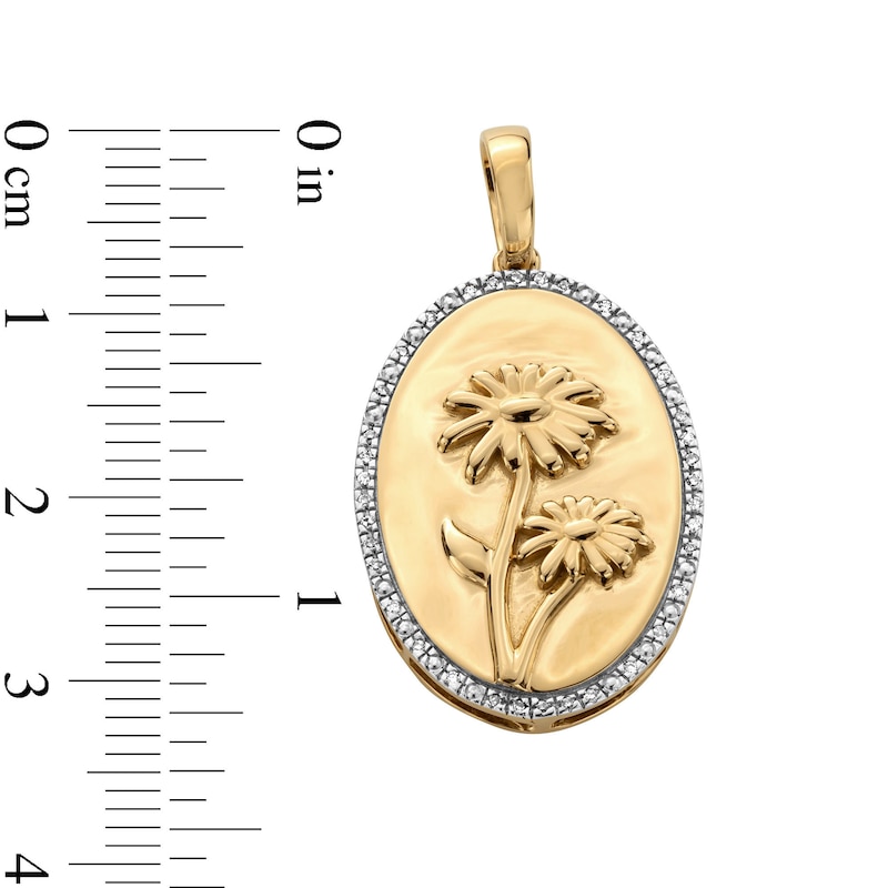 14K Gold Plated 1/20 CT. T.W. Diamond Daisy Necklace Charm