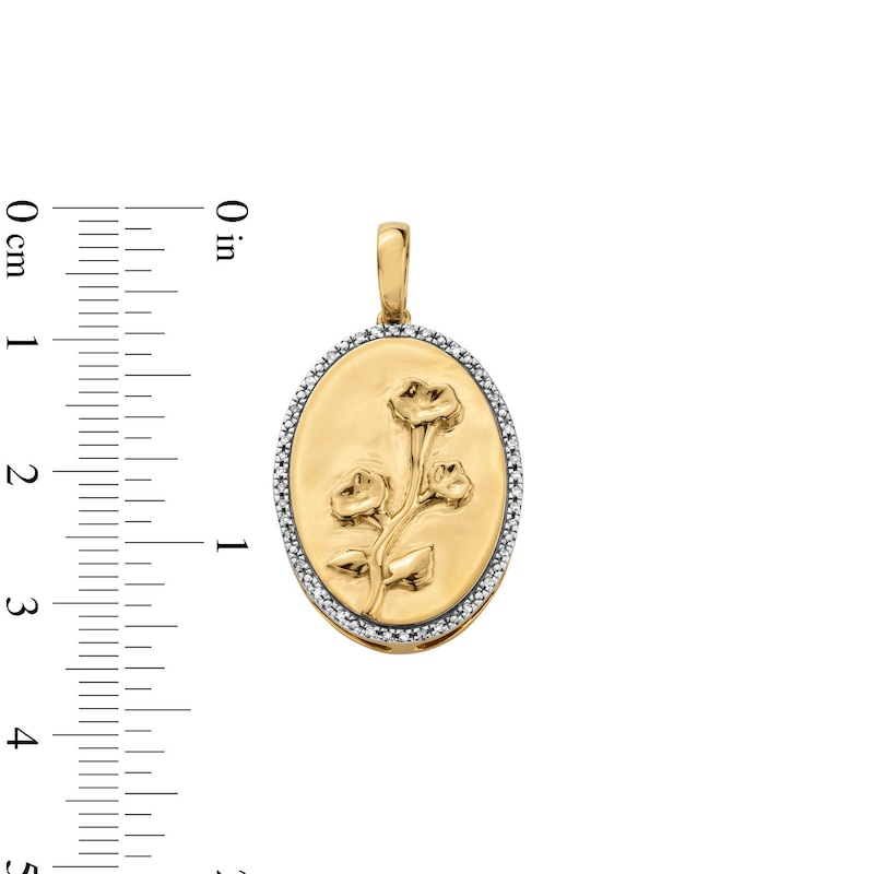 14K Gold Plated 1/20 CT. T.W. Diamond Morning Glory Necklace Charm | Banter