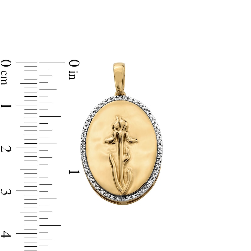 14K Gold Plated 1/20 CT. T.W. Diamond Iris Necklace Charm