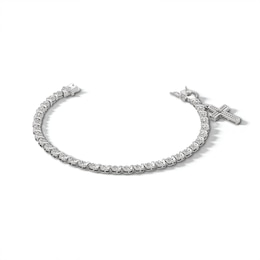 Sterling Silver Diamond Accent Cross Dangle Bracelet - 7.25&quot;