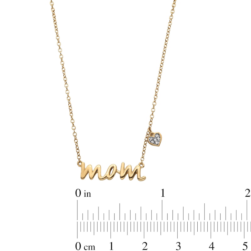 14K Gold Plated Diamond Accent Mom Heart Necklace - 18"