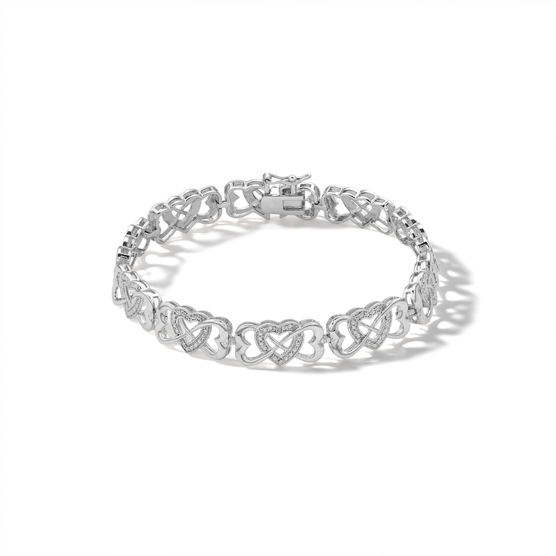 Main Image 1 of Sterling Silver Diamond Accent Infinity Heart Bracelet - 7.25&quot;