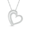 Thumbnail Image 1 of Sterling Silver 1/10 CT. T.W. Diamond Heart Outline Pendant - 18&quot;