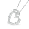 Thumbnail Image 2 of Sterling Silver 1/10 CT. T.W. Diamond Heart Outline Pendant - 18&quot;