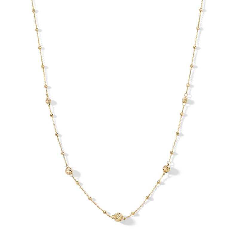 10K Solid Gold Diamond-Cut Saturn Chain - 18"