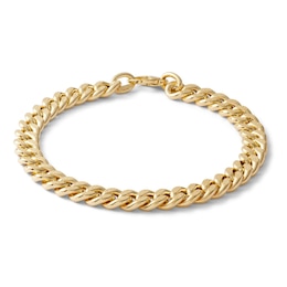 14K Hollow Gold Reversible Cuban Chain Bracelet - 7.5&quot;