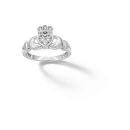 Sterling Silver CZ Claddagh Ring - Size 7