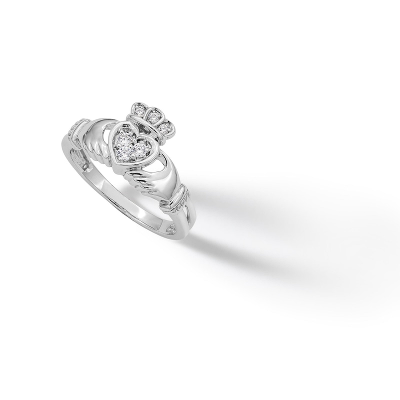 Sterling Silver CZ Claddagh Ring - Size 7