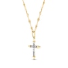 Thumbnail Image 1 of 10K Solid Gold 1/20 CT. T.W. Diamond Cross Forzatina Chain Necklace