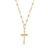 Thumbnail Image 2 of 10K Solid Gold 1/20 CT. T.W. Diamond Cross Forzatina Chain Necklace