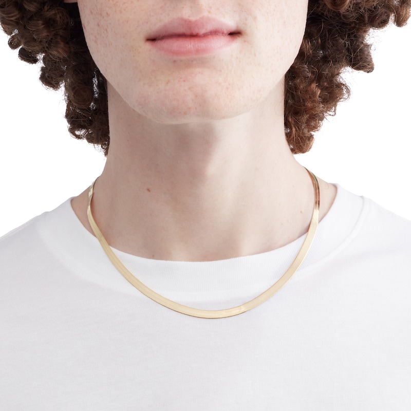 Main Image 2 of 14K Hollow Gold Herringbone Chain - 18&quot;