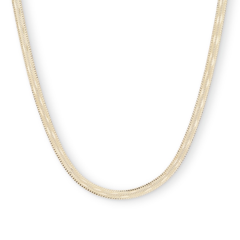 Main Image 1 of 14K Hollow Gold Polmatte Herringbone Chain - 18&quot;