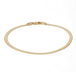 14K Solid Gold Herringbone Chain Bracelet - 7.25&quot;