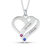 Thumbnail Image 1 of Sterling Silver Birthstone Two Name Forever Hearts Curb Chain - 18&quot;