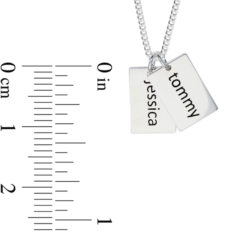Sterling Silver Two Name Tags Curb Chain - 18"