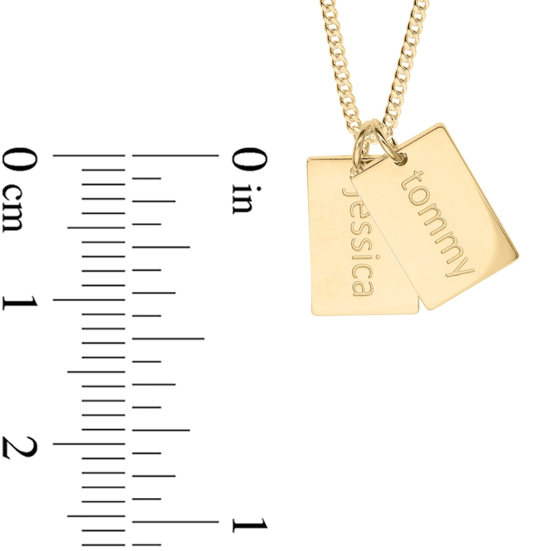14K Gold Plated Two Name Tags Curb Chain - 18"