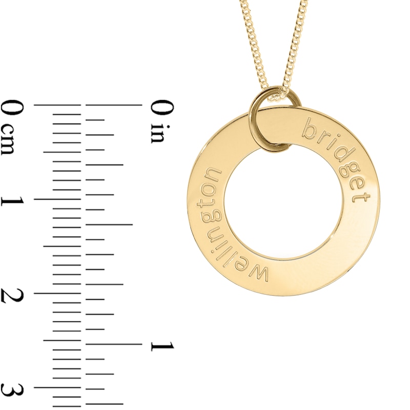 14K Gold Plated Two Name Circle Curb Chain - 18"