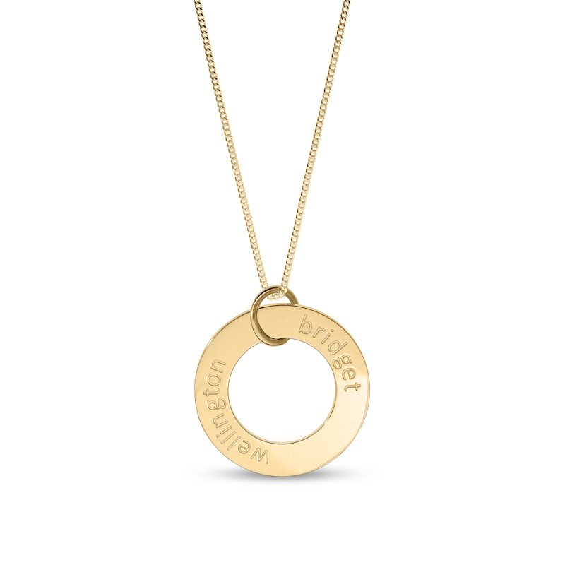 14K Gold Plated Two Name Circle Curb Chain - 18"