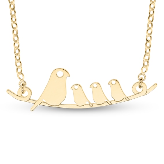14K Gold Plated Bird Family Rolo Chain - 16"