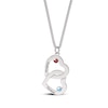 Thumbnail Image 1 of Sterling Silver Birthstone Two Name Interlocking Hearts Curb Chain - 18&quot;