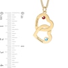 Thumbnail Image 4 of Sterling Silver Birthstone Two Name Interlocking Hearts Curb Chain - 18&quot;