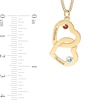 Thumbnail Image 2 of 14K Gold Plated Birthstone Two Name Interlocking Hearts Curb Chain - 18"