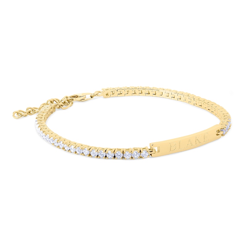 Main Image 1 of 14K Gold Plated CZ Engravable Tennis Bracelet